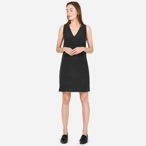 Everlane double-lined silk v-neck dress — black, 6